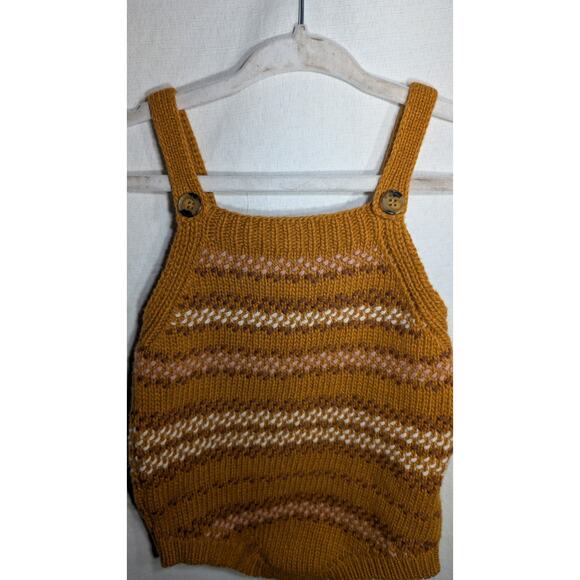 Bebe Organic Unisex Knit Wilder Striped Romper 6 Months Wheat Sustainable - Picture 2 of 7